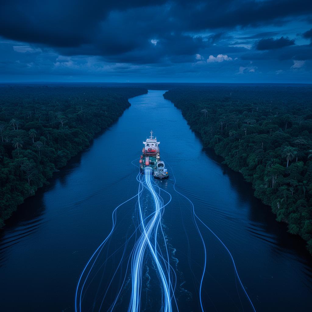 Proyecto 600 km cable de fibra óptica sub fluvial